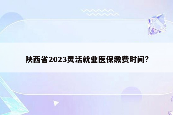 陕西省2023灵活就业医保缴费时间?