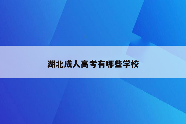 湖北成人高考有哪些学校