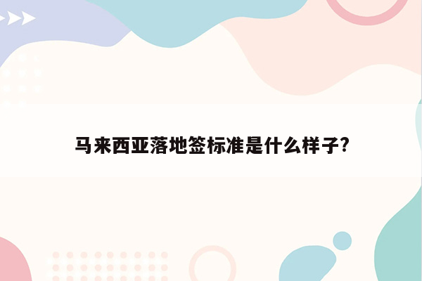 马来西亚落地签标准是什么样子?