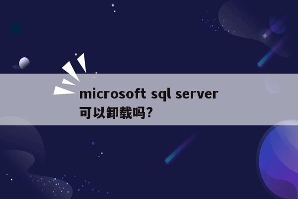 microsoft sql server可以卸载吗?