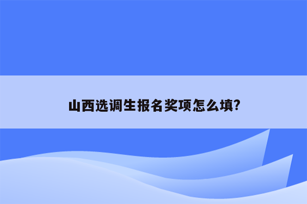 山西选调生报名奖项怎么填?