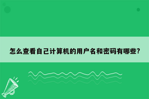 怎么查看自己计算机的用户名和密码有哪些?