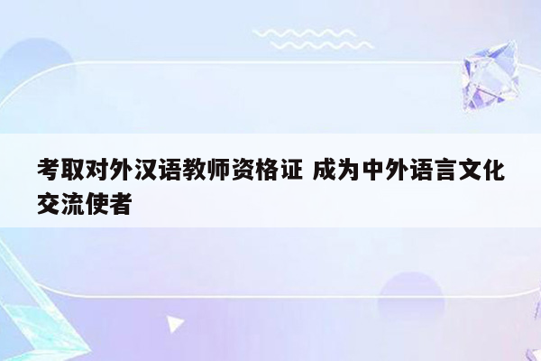 考取对外汉语教师资格证 成为中外语言文化交流使者