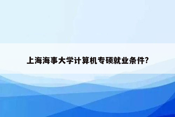 上海海事大学计算机专硕就业条件?