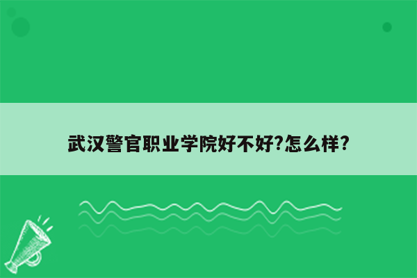 武汉警官职业学院好不好?怎么样?