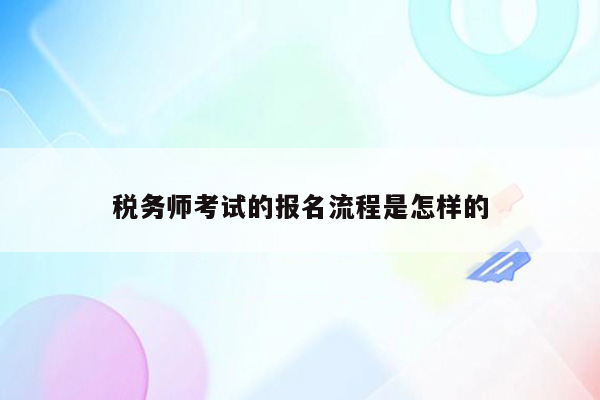 税务师考试的报名流程是怎样的