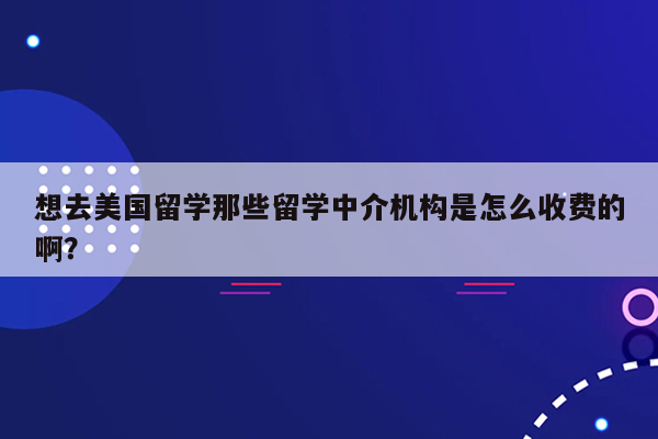 想去美国留学那些留学中介机构是怎么收费的啊？