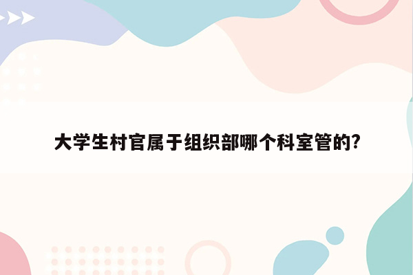 大学生村官属于组织部哪个科室管的?