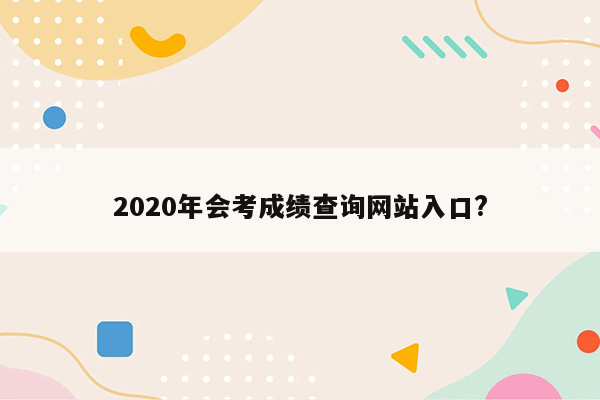 2020年会考成绩查询网站入口?