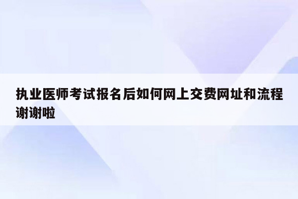 执业医师考试报名后如何网上交费网址和流程谢谢啦