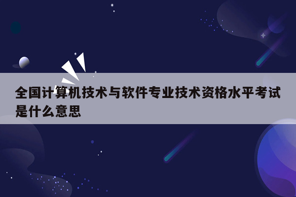 全国计算机技术与软件专业技术资格水平考试是什么意思