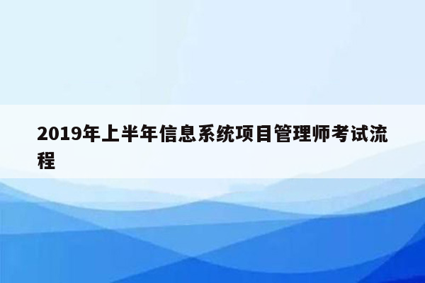 2019年上半年信息系统项目管理师考试流程