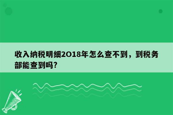 收入纳税明细2O18年怎么查不到，到税务部能查到吗?