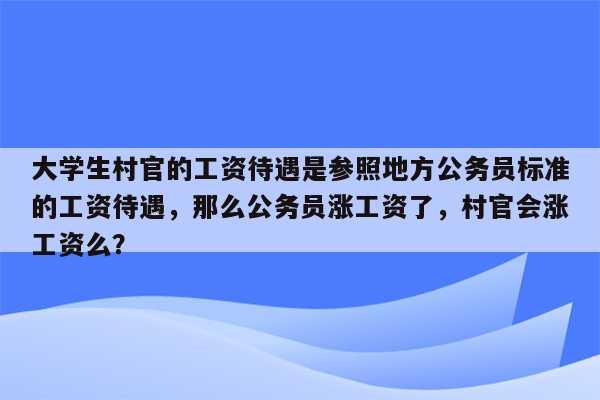 大学生村官的工资待遇是参照地方公务员标准的工资待遇，那么公务员涨工资了，村官会涨工资么？