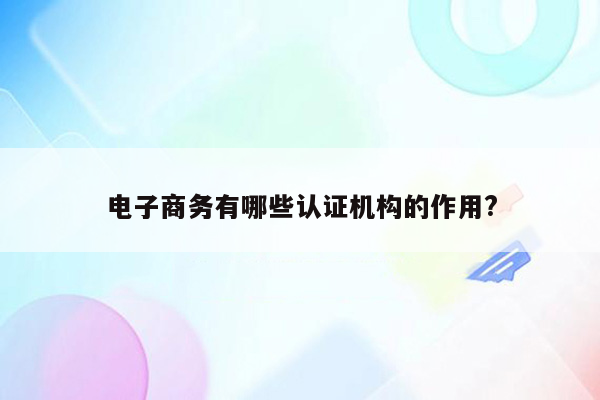 电子商务有哪些认证机构的作用?