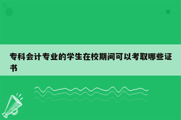 专科会计专业的学生在校期间可以考取哪些证书