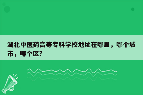 湖北中医药高等专科学校地址在哪里，哪个城市，哪个区？