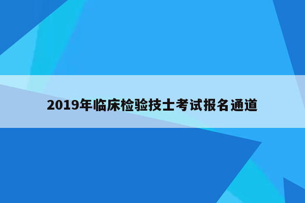 2019年临床检验技士考试报名通道