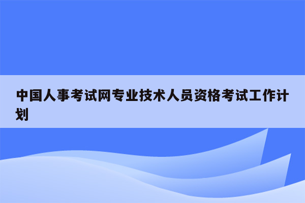 中国人事考试网专业技术人员资格考试工作计划