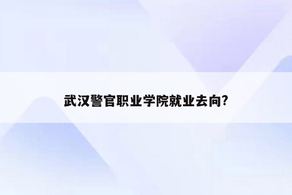 武汉警官职业学院就业去向?