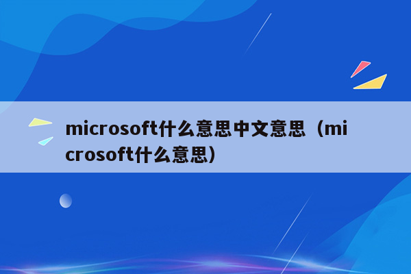 microsoft什么意思中文意思（microsoft什么意思）