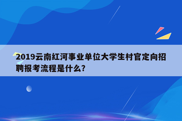 2019云南红河事业单位大学生村官定向招聘报考流程是什么？