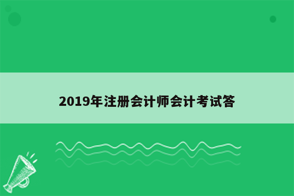 2019年注册会计师会计考试答