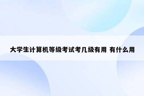 大学生计算机等级考试考几级有用 有什么用