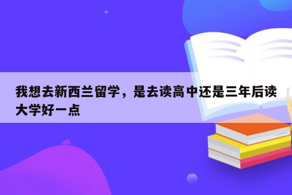 我想去新西兰留学，是去读高中还是三年后读大学好一点