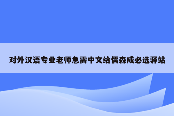 对外汉语专业老师急需中文给儒森成必选驿站