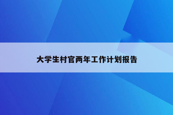 大学生村官两年工作计划报告