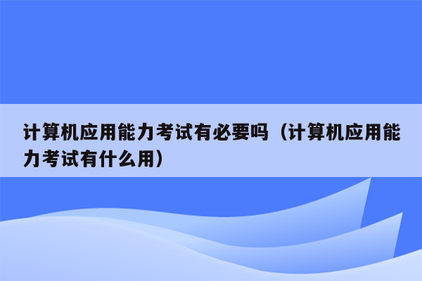 计算机应用能力考试有必要吗（计算机应用能力考试有什么用）