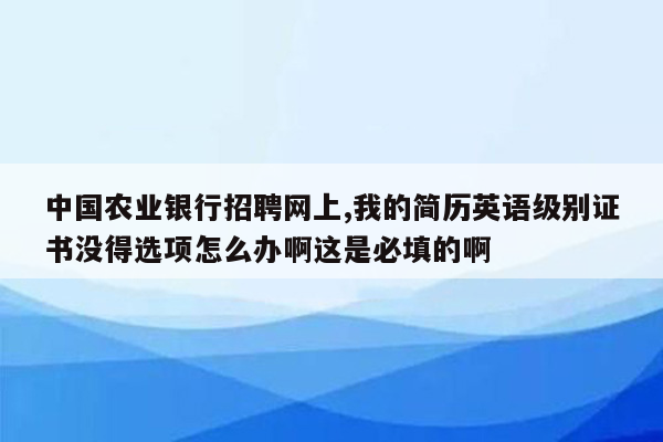 中国农业银行招聘网上,我的简历英语级别证书没得选项怎么办啊这是必填的啊