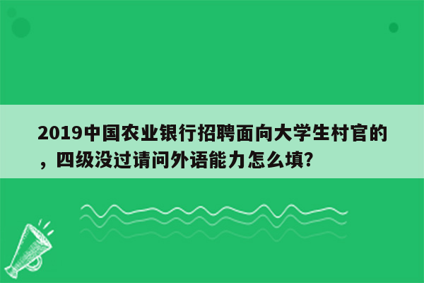 2019中国农业银行招聘面向大学生村官的，四级没过请问外语能力怎么填？