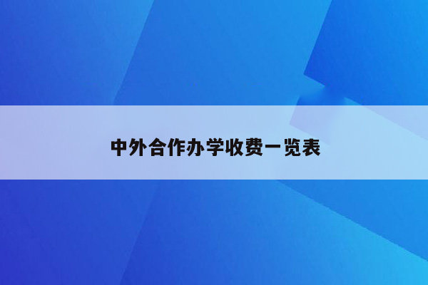 中外合作办学收费一览表