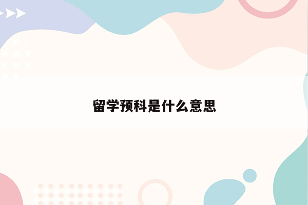 留学预科是什么意思