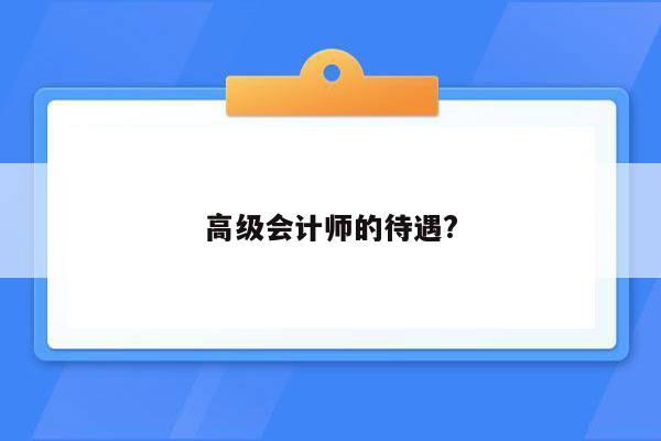 高级会计师的待遇?