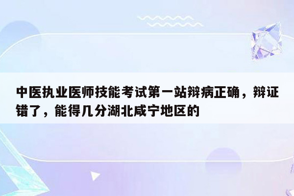 中医执业医师技能考试第一站辩病正确，辩证错了，能得几分湖北咸宁地区的