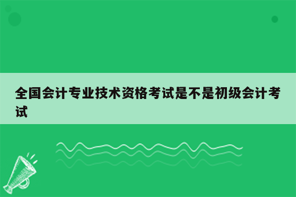 全国会计专业技术资格考试是不是初级会计考试