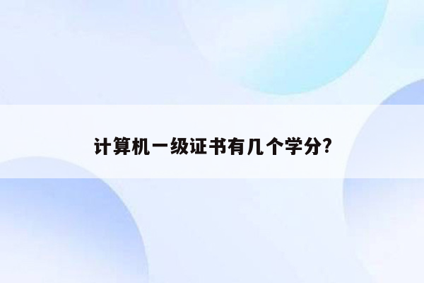 计算机一级证书有几个学分?