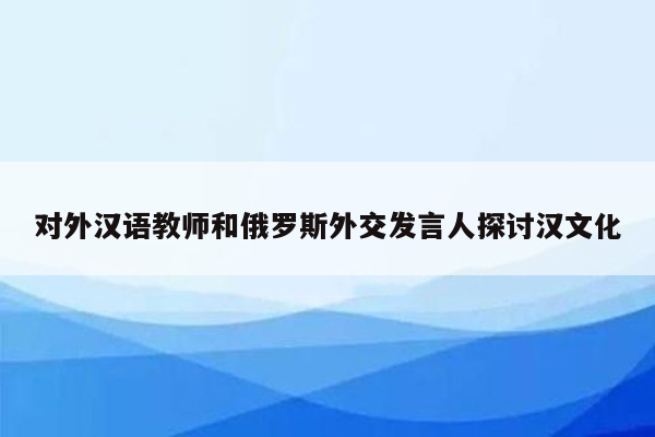 对外汉语教师和俄罗斯外交发言人探讨汉文化