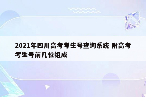 2021年四川高考考生号查询系统 附高考考生号前几位组成