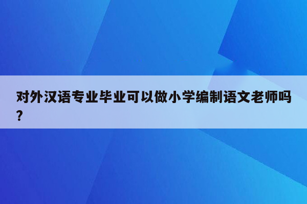 对外汉语专业毕业可以做小学编制语文老师吗?