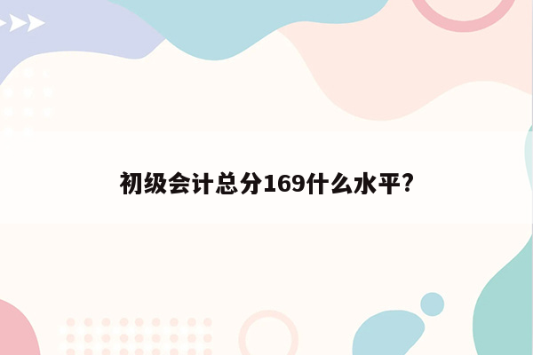 初级会计总分169什么水平?