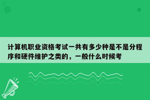 计算机职业资格考试一共有多少种是不是分程序和硬件维护之类的，一般什么时候考