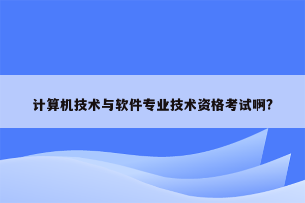 计算机技术与软件专业技术资格考试啊?