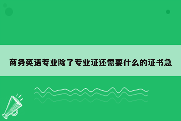 商务英语专业除了专业证还需要什么的证书急