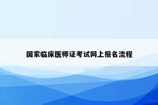 国家临床医师证考试网上报名流程