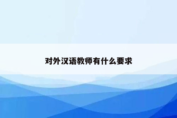 对外汉语教师有什么要求