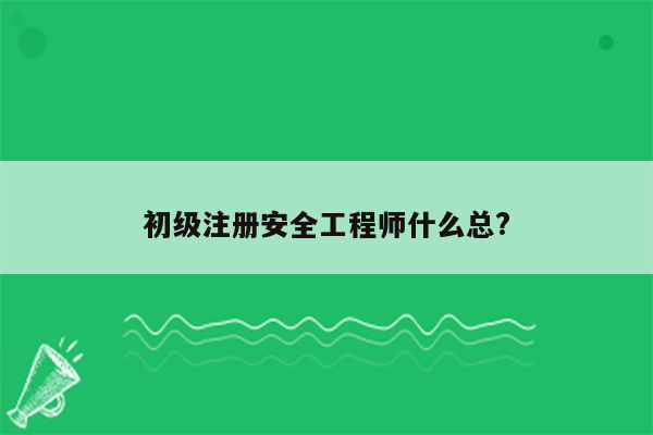 初级注册安全工程师什么总?